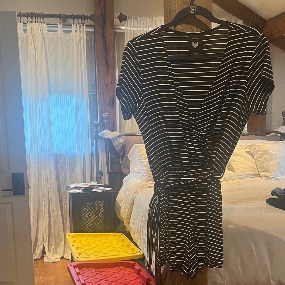 Billabong Black and White Striped Jumpsuit